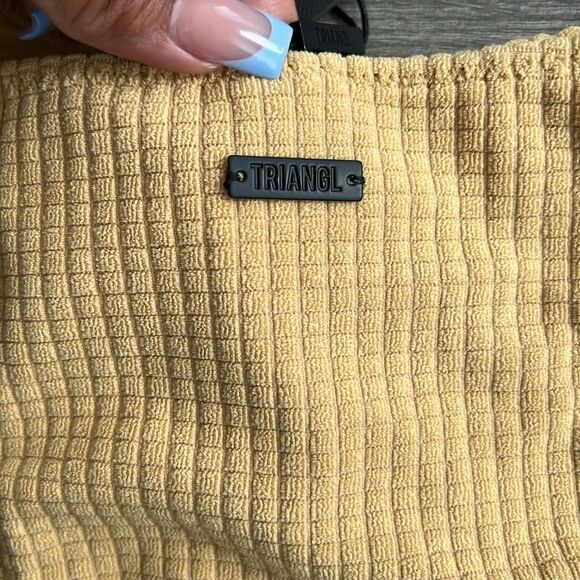 TRIANGL Textured String Bikini Bottom Medium Golden Tan Terry Knit Beach Y2K NWT - Picture 7 of 9